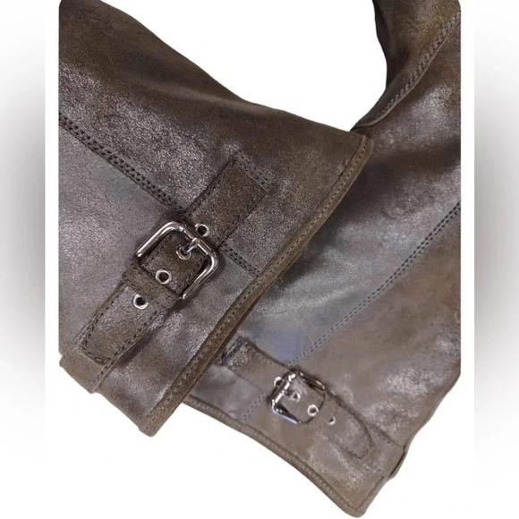 Coach Tanesha Silver/Grey Metallic Winter Shearling Suede Boots Size 9B - Picture 6 of 10